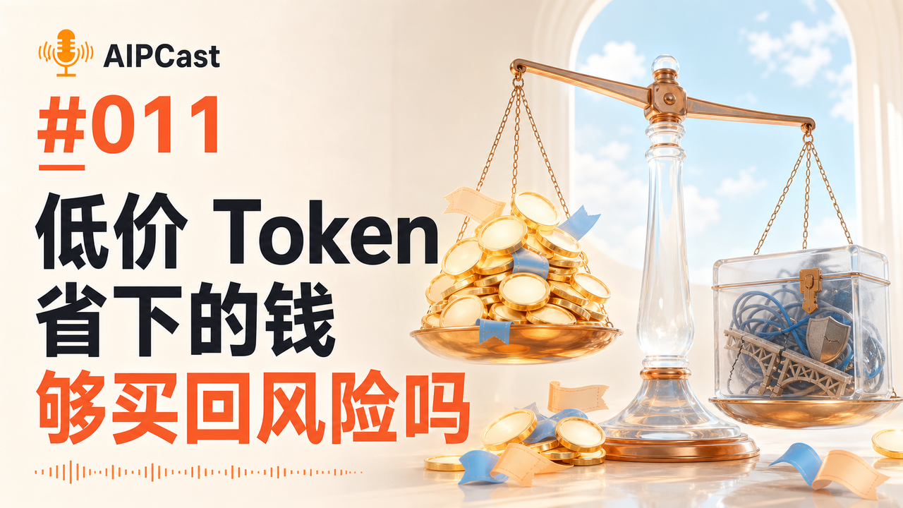 《听懂 AI》第 011 期节目封面：低价 Token 与风险的权衡
