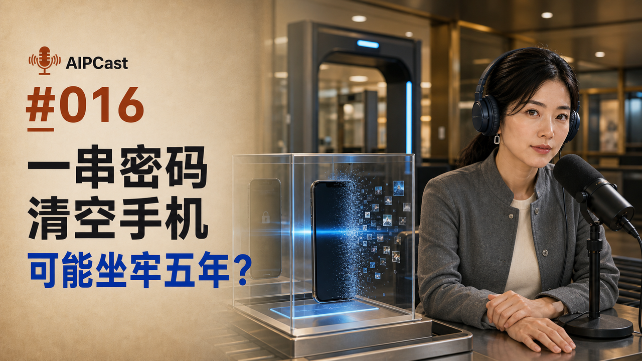 《听懂 AI》第 016 期节目封面：清空手机的密码与五年刑期风险