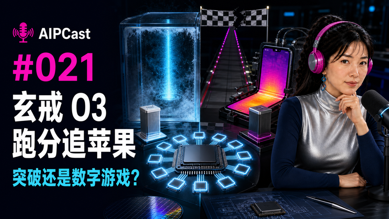 《听懂 AI》第 021 期节目封面：玄戒 O3 跑分、低温实验室与零售机测试