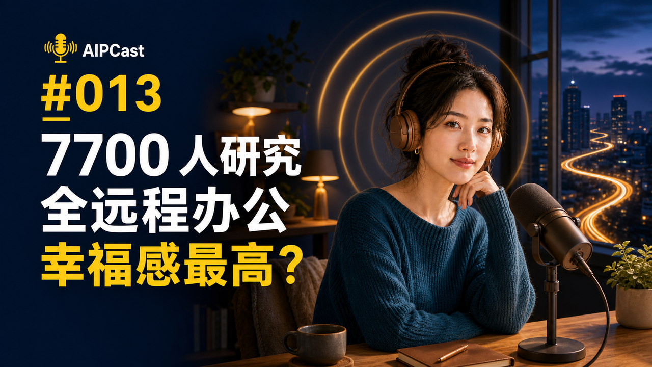 《听懂 AI》第 013 期节目封面：7700 人研究与远程办公幸福感