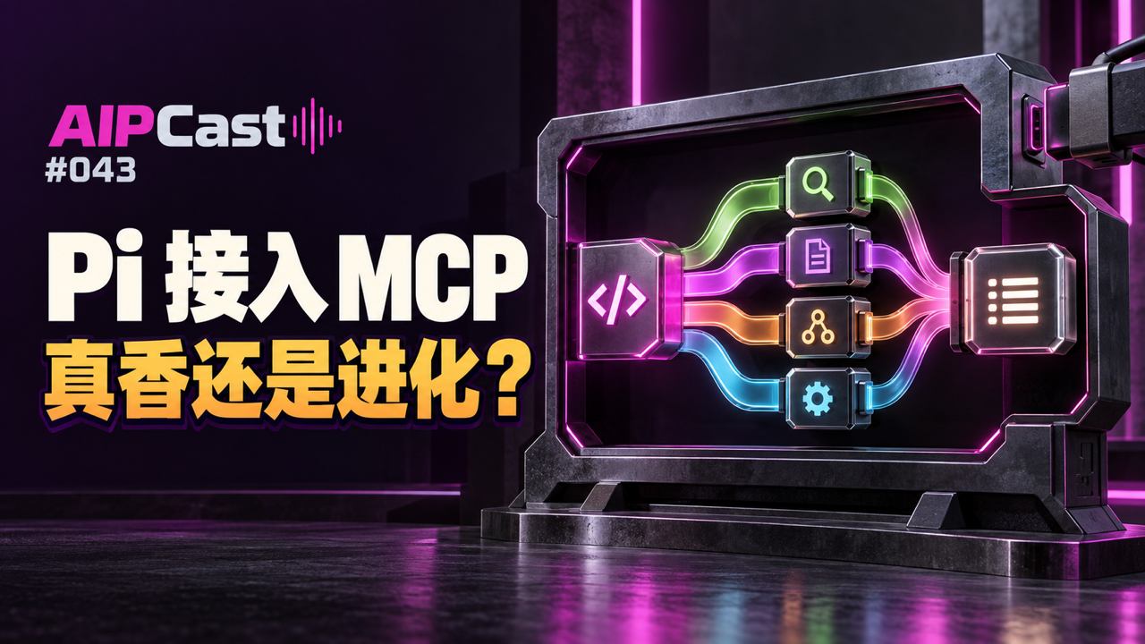 第 043 期节目封面:Pi 接入 MCP,代码节点连接搜索、文档与工具